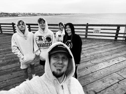 The Peterson crew on the pier